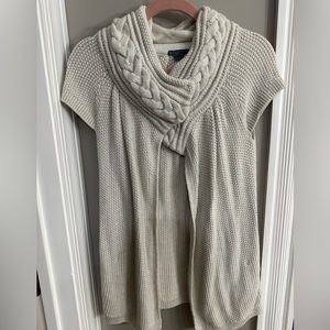 Armani exchange size small sweater vest coat wrap short sleeves light grey